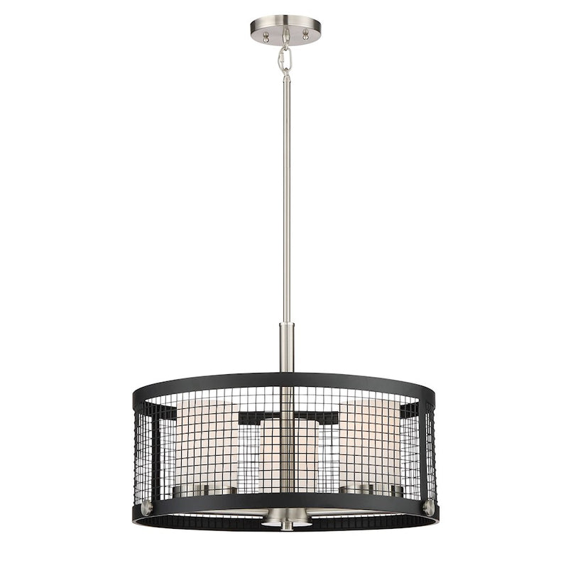 Nuvo Lighting Pratt 20in 3-Light Pendant | Contemporary Black and Brushed Nickel with White Glass | Kitchen Island & Dining Room | 14 x 20 | Model 60-6453