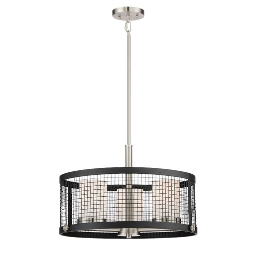 Nuvo Lighting Pratt 20in 3-Light Pendant | Contemporary Black and Brushed Nickel with White Glass | Kitchen Island & Dining Room | 14 x 20 | Model 60-6453