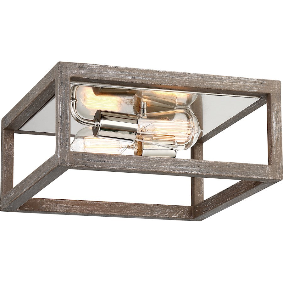 Nuvo Lighting Bliss 2 Flush Mount Driftwood, Polished Nickel Accents