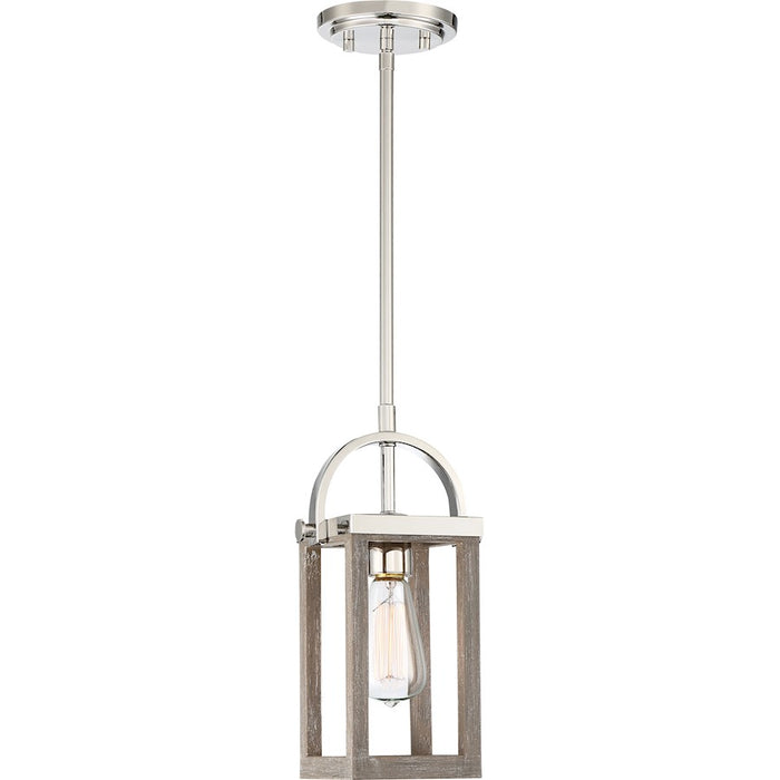 Nuvo Lighting Bliss 1 Light Mini Pendant Driftwood, Polished Nickel