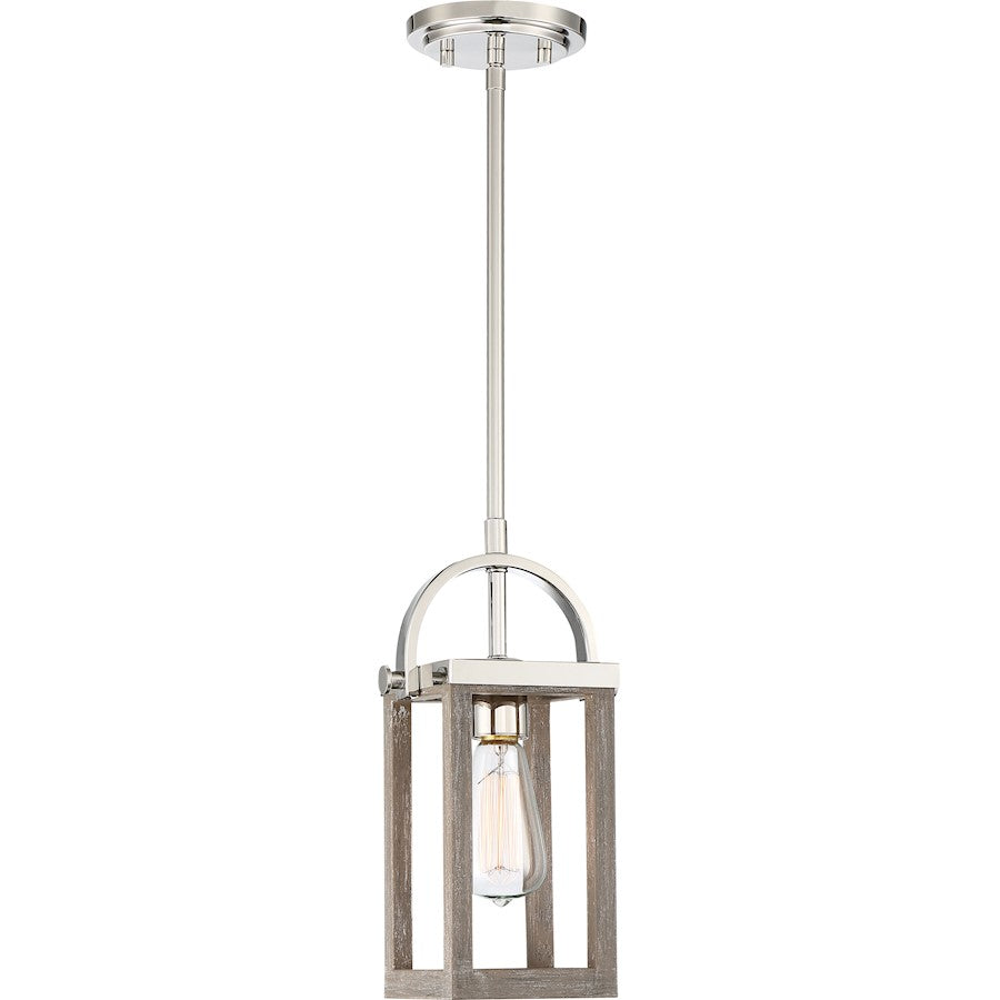 Nuvo Lighting Bliss 1 Light Mini Pendant Driftwood, Polished Nickel