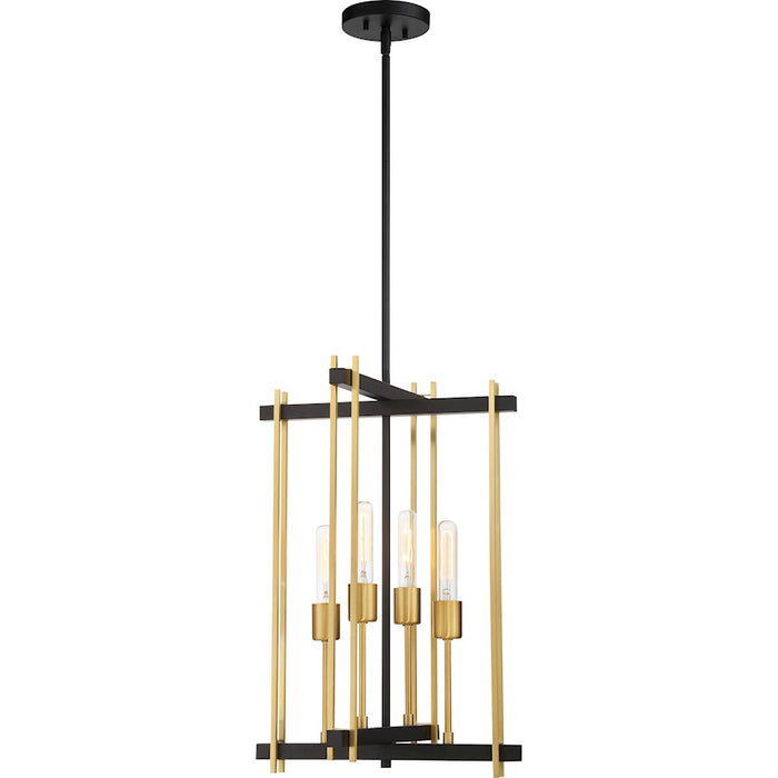 Nuvo Lighting Marion 4 Light Pendant Aged Bronze, Natural Brass Accents