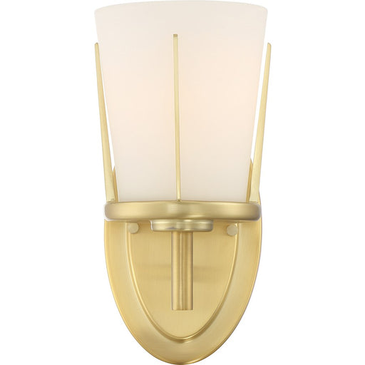 Nuvo Lighting Serene 1 Light Sconce, Satin White Glass, Natural Brass