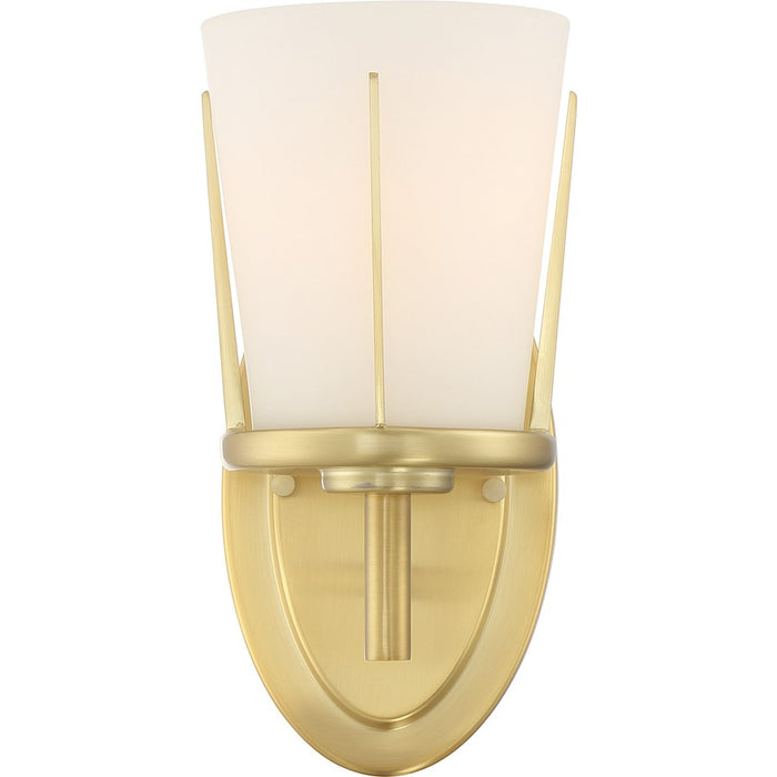 Nuvo Lighting Serene 1 Light Sconce, Satin White Glass, Natural Brass
