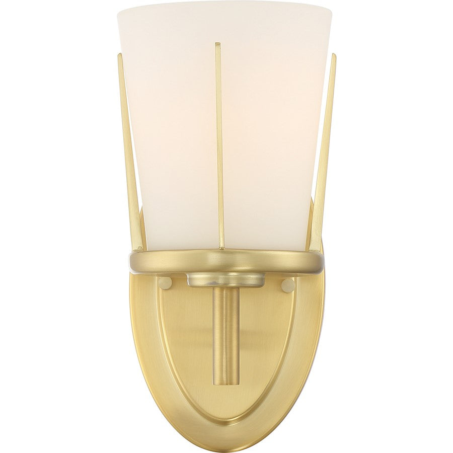 Nuvo Lighting Serene 1 Light Sconce, Satin White Glass, Natural Brass