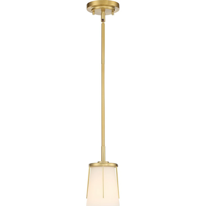 Nuvo Lighting Serene 1 Light Mini Pendant, Satin White/Natural Brass