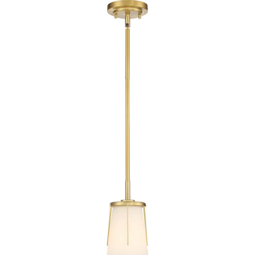 Nuvo Lighting Serene 1 Light Mini Pendant, Satin White/Natural Brass