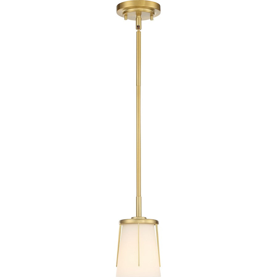 Nuvo Lighting Serene 1 Light Mini Pendant, Satin White/Natural Brass