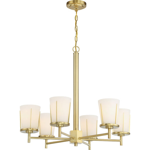 Nuvo Lighting Serene 6 Light Chandelier, Satin White/Natural Brass