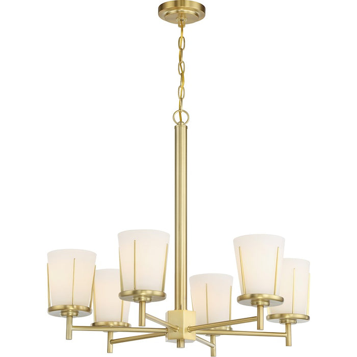 Nuvo Lighting Serene 6 Light Chandelier, Satin White/Natural Brass