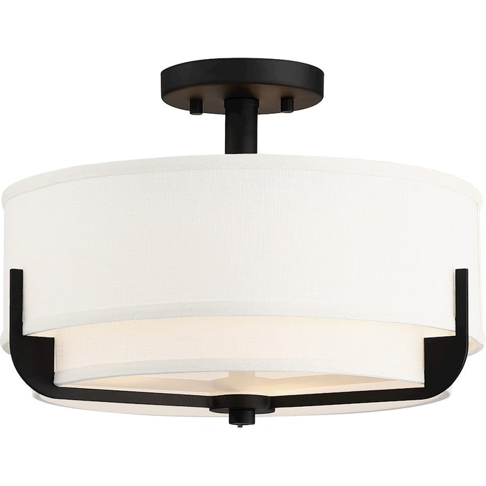 Nuvo Lighting Frankie 3 Light Semi Flush, Cream Shade/Frosted/Bronze