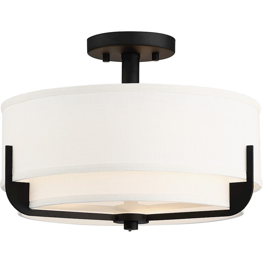 Nuvo Lighting Frankie 3 Light Semi Flush, Cream Shade/Frosted/Bronze
