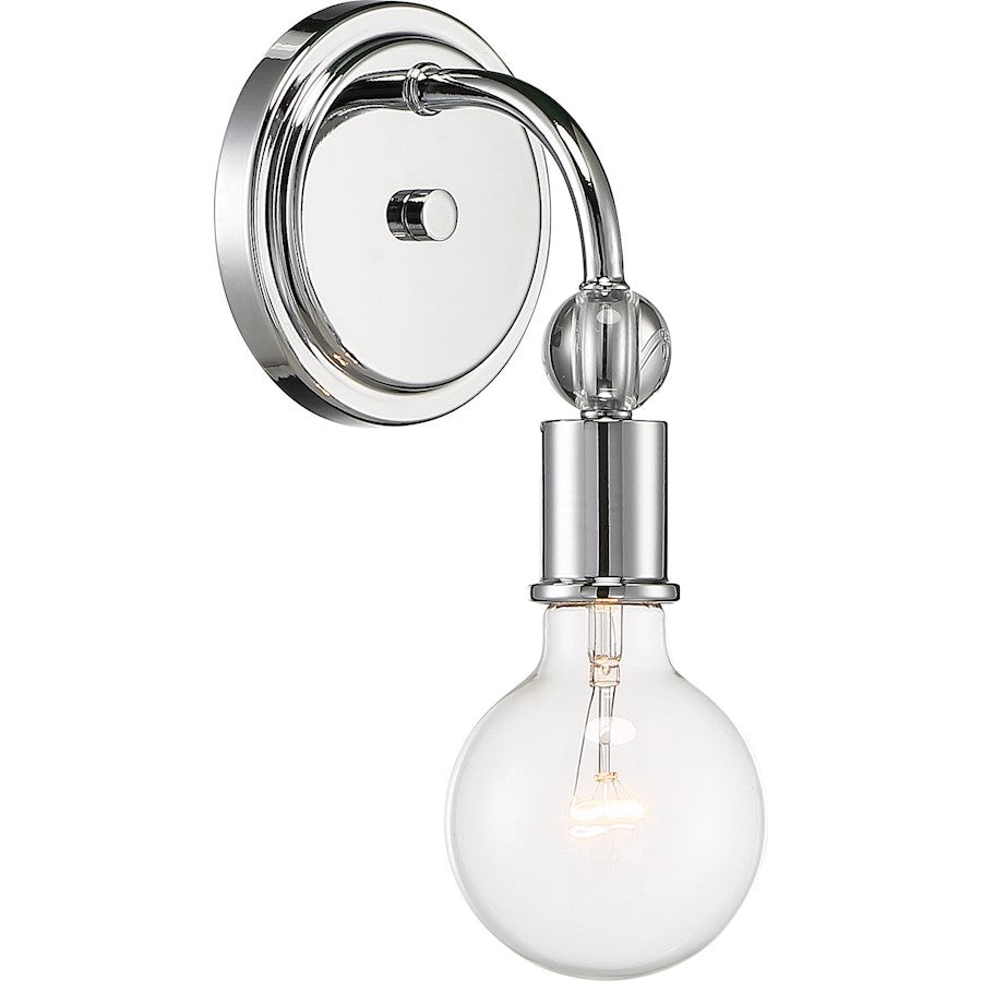 Nuvo Lighting Bounce 1 Light Sconce, Crystal Accent Polished Nickel