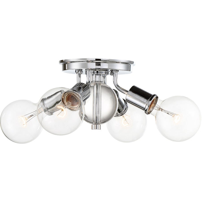 Nuvo Lighting Bounce 4 Light Flush Mount, Crystal Accent Nickel