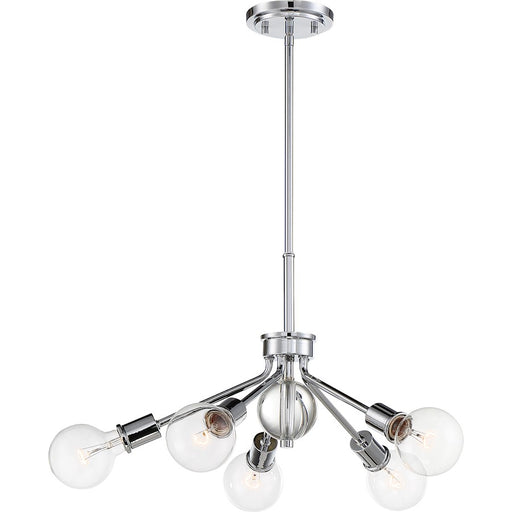 Nuvo Lighting Bounce 5 Light Pendant, Crystal Accent Polished Nickel