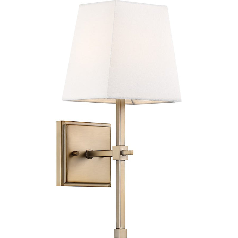 Nuvo Lighting Highline 1-Light Vanity | Transitional Aged Bronze and White Linen Shade | Bathroom Vanity & Powder Room | 7 x 6 x 16 in | Model 60-6709