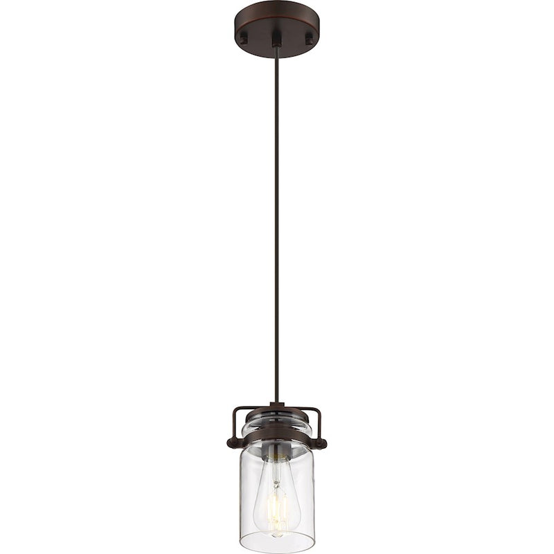Nuvo Lighting Antebellum 1-Light Mini Pendant | Brushed Nickel and Clear Glass | Kitchen Island & Dining Room Accent | 5 x 7.5 in | Model 60-6736