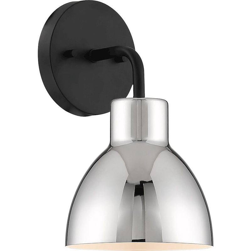 Nuvo Lighting Sloan 1-Light Vanity | Industrial Matte Black and Burnished Brass | Bathroom Vanity & Powder Room | 6.63 x 5.88 x 10.38 in | Model 60-6791