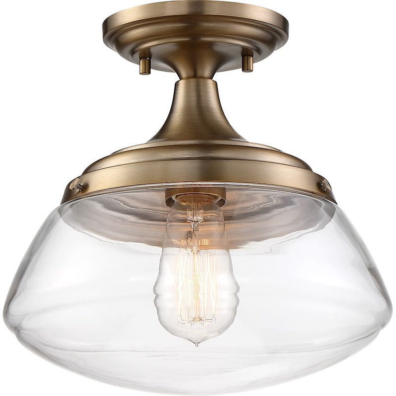 Nuvo Lighting Kew 10in 1-Light Semi-Flush Mount | Traditional Aged Bronze and Clear Glass | Hallway & Entryway | 10.38 x 10.38 x 10 in | Model 60-6799
