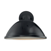 Nuvo South Street 12in 1-Light Wall Sconce | Farmhouse Gloss Black and Silver Metal | Outdoor & Bathroom Wall Light | 12 x 10.88 in | Model 60-6904