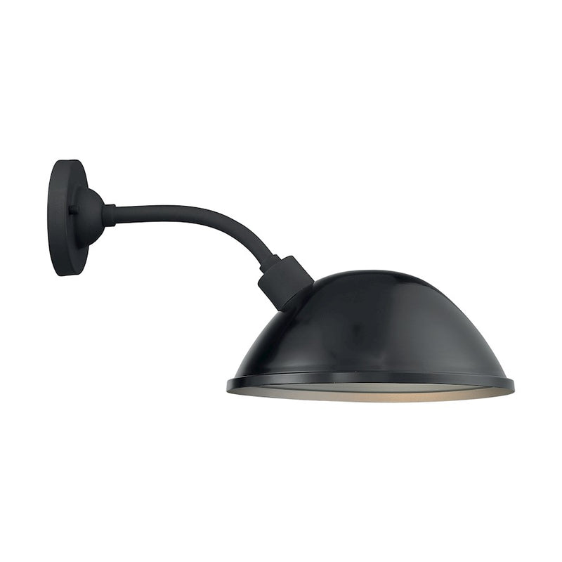 Nuvo South Street 12in 1-Light Wall Sconce | Farmhouse Gloss Black and Silver Metal | Outdoor & Bathroom Wall Light | 12 x 10.88 in | Model 60-6904