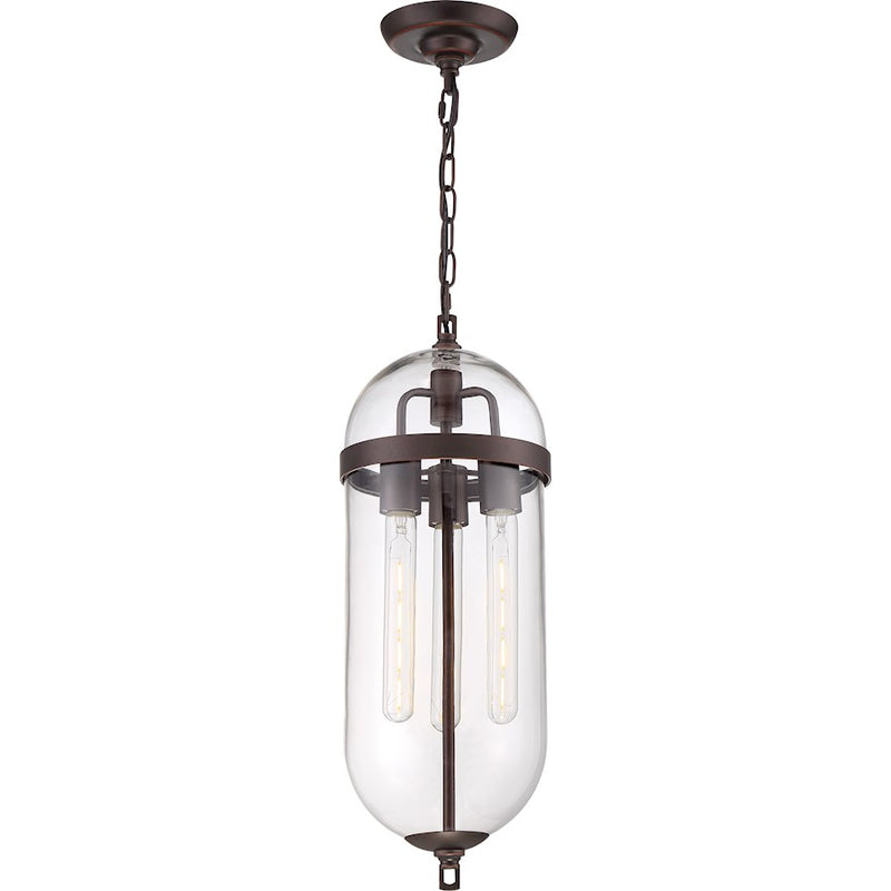 Nuvo Lighting Fathom 23in 3-Light Pendant | Modern Polished Nickel and Clear Glass | Kitchen Island & Dining Room | 8 x 23 in | Model 60-6933