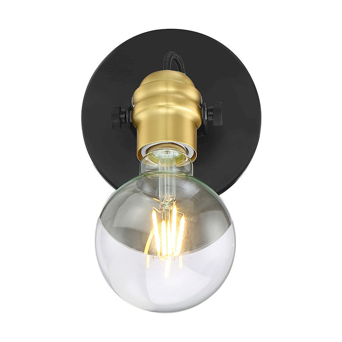 Nuvo Lighting Mantra 1 Light Sconce, Black/Brass Accents