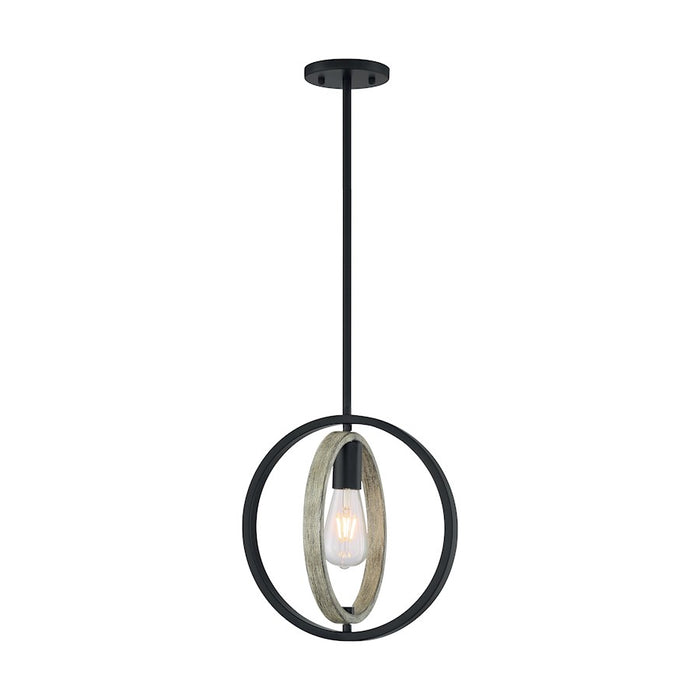 Nuvo Lighting Augusta 1 Light Mini Pendant, Black/Wood