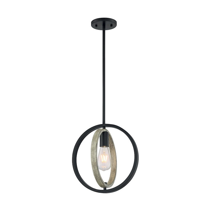 Nuvo Lighting Augusta 1 Light Mini Pendant, Black/Wood
