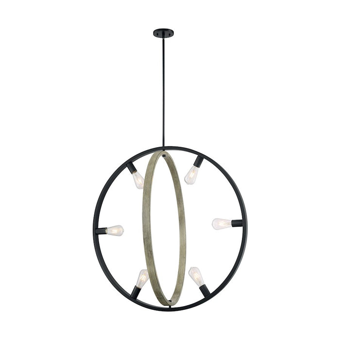 Nuvo Lighting Augusta 6 Light Pendant, Black/Wood
