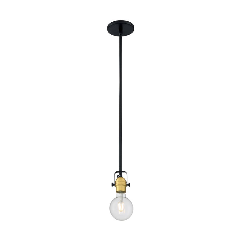Nuvo Lighting Mantra 1 Light Mini Pendant, Black/Brushed Brass