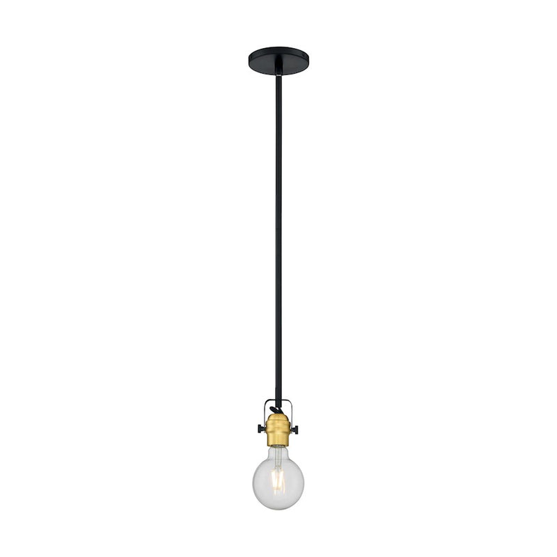 Nuvo Lighting Mantra 1 Light Mini Pendant, Black/Brushed Brass