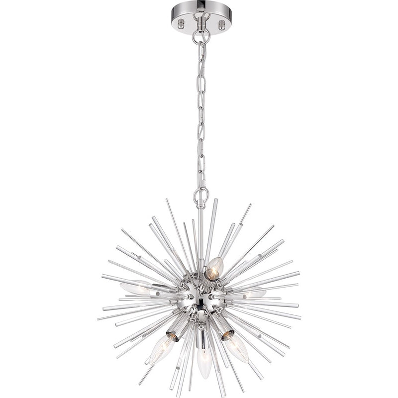 Nuvo Lighting Cirrus 20in 8-Light Chandelier | Vintage Brass and Glass Rods | Dining Room & Living Room | 20 x 20 x 20 in | Model 60-6994