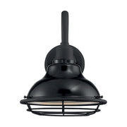 Nuvo Lighting Newbridge 10in 1-Light Wall Sconce | Farmhouse Gloss Black and Silver Metal | Covered Patio & Bathroom | 9.75 x 12.38 in | Model 60-7001