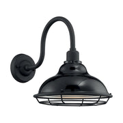 Nuvo Lighting Newbridge 12in 1-Light Wall Sconce | Farmhouse Gloss Black and Silver Metal | Indoor & Covered Patio | 12 x 12 x 14.13 in | Model 60-7002