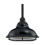 Nuvo Lighting Newbridge 12in 1-Light Wall Sconce | Farmhouse Gloss Black and Silver Metal | Indoor & Covered Patio | 12 x 12 x 14.13 in | Model 60-7002