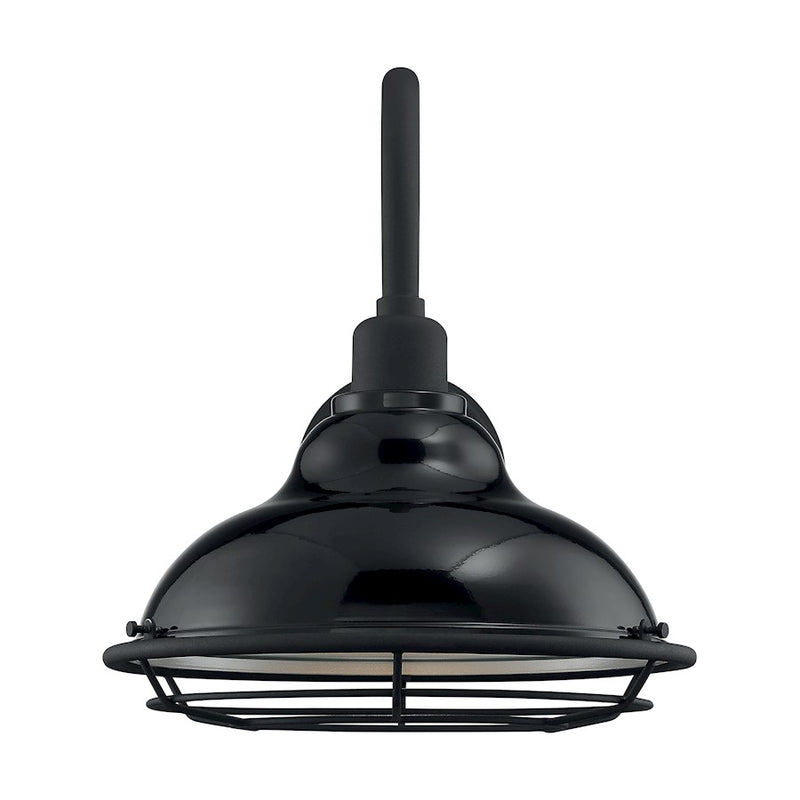 Nuvo Lighting Newbridge 12in 1-Light Wall Sconce | Farmhouse Gloss Black and Silver Metal | Indoor & Covered Patio | 12 x 12 x 14.13 in | Model 60-7002