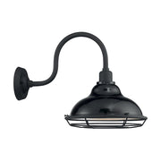 Nuvo Lighting Newbridge 12in 1-Light Wall Sconce | Farmhouse Gloss Black and Silver Metal | Indoor & Covered Patio | 12 x 12 x 14.13 in | Model 60-7002
