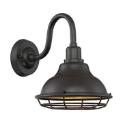 Nuvo Lighting Newbridge 10in 1-Light Wall Sconce | Farmhouse Dark Bronze and Gold Finish | Indoor & Covered Patio | 9.75 x 12.38 x 9.75 in | Model 60-7011