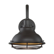 Nuvo Lighting Newbridge 10in 1-Light Wall Sconce | Farmhouse Dark Bronze and Gold Finish | Indoor & Covered Patio | 9.75 x 12.38 x 9.75 in | Model 60-7011