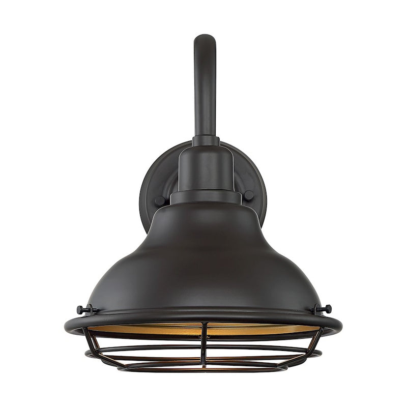 Nuvo Lighting Newbridge 10in 1-Light Wall Sconce | Farmhouse Dark Bronze and Gold Finish | Indoor & Covered Patio | 9.75 x 12.38 x 9.75 in | Model 60-7011