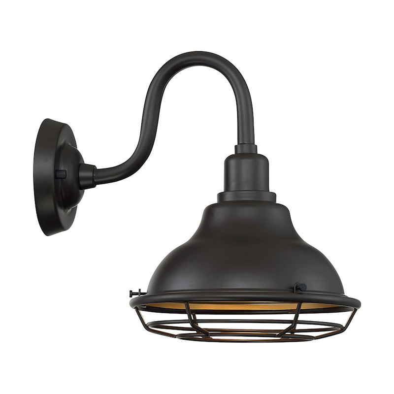 Nuvo Lighting Newbridge 10in 1-Light Wall Sconce | Farmhouse Dark Bronze and Gold Finish | Indoor & Covered Patio | 9.75 x 12.38 x 9.75 in | Model 60-7011
