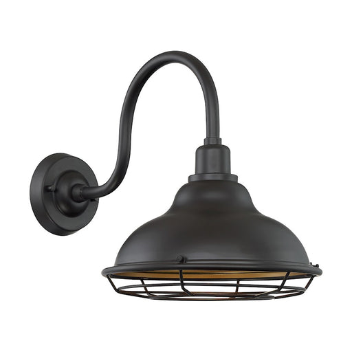 Nuvo Lighting Newbridge 12in 1-Light Wall Sconce | Farmhouse Dark Bronze and Gold Finish | Indoor & Covered Patio | 12 x 14.13 in | Model 60-7012