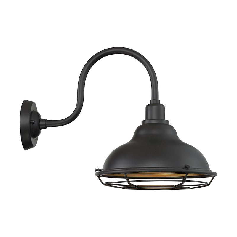 Nuvo Lighting Newbridge 12in 1-Light Wall Sconce | Farmhouse Dark Bronze and Gold Finish | Indoor & Covered Patio | 12 x 14.13 in | Model 60-7012