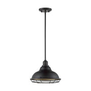 Nuvo Lighting Newbridge 12in 1-Light Pendant | Farmhouse Dark Bronze and Gold Finish | Kitchen Island & Dining Room | 12 x 12 x 8.75 in | Model 60-7014