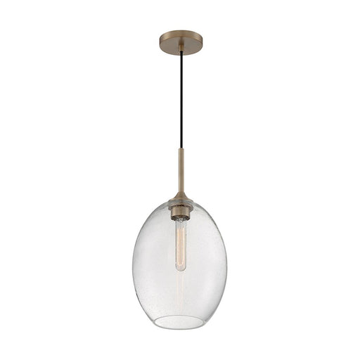 Nuvo Lighting Aria 10in 1-Light Pendant | Transitional Burnished Brass and Clear Seeded Glass | Kitchen Island & Dining Room | 9.63 x 9.63 | Model 60-7017