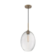 Nuvo Lighting Aria 10in 1-Light Pendant | Transitional Burnished Brass and Clear Seeded Glass | Kitchen Island & Dining Room | 9.63 x 9.63 | Model 60-7017