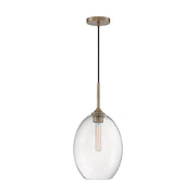 Nuvo Lighting Aria 10in 1-Light Pendant | Transitional Burnished Brass and Clear Seeded Glass | Kitchen Island & Dining Room | 9.63 x 9.63 | Model 60-7017