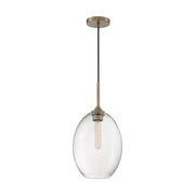 Nuvo Lighting Aria 10in 1-Light Pendant | Transitional Burnished Brass and Clear Seeded Glass | Kitchen Island & Dining Room | 9.63 x 9.63 | Model 60-7017