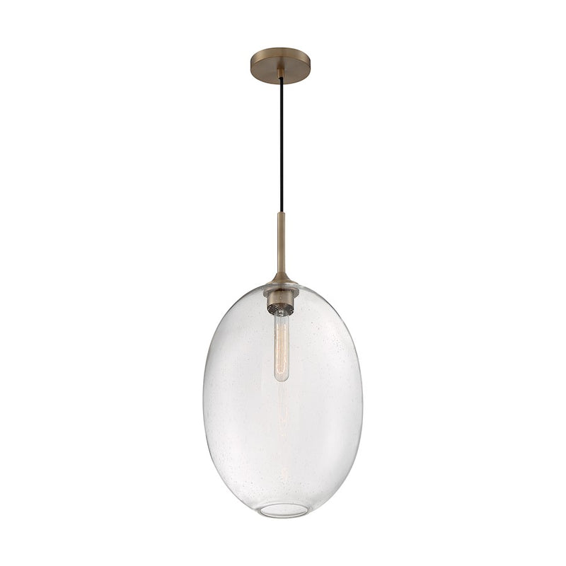 Nuvo Lighting Aria 12in 1-Light Pendant | Transitional Burnished Brass and Clear Seeded Glass | Kitchen Island & Dining Room | 11.63 x | Model 60-7018